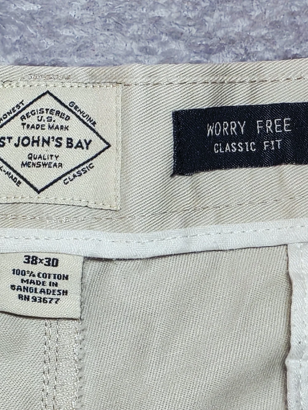St. John's Bay Men's Straight-Leg Chinos in Light Cream